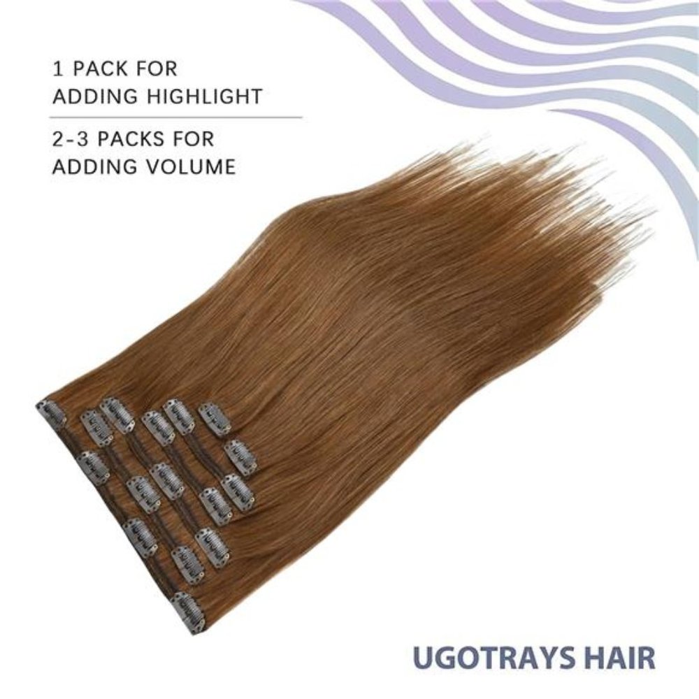 Clip in Hair Extensions, Chestnut Brown Hair Extensions 15 Inch Double Weft 70g - Picture 3 of 6